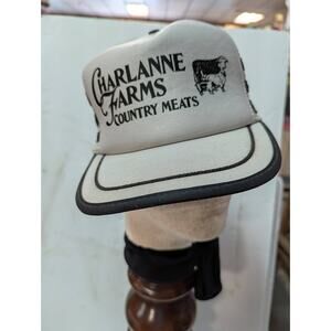 VINTAGE Otto Snap Back TRUCKER Hat Mesh Foam Cap Charlanne Farms Country Meats
